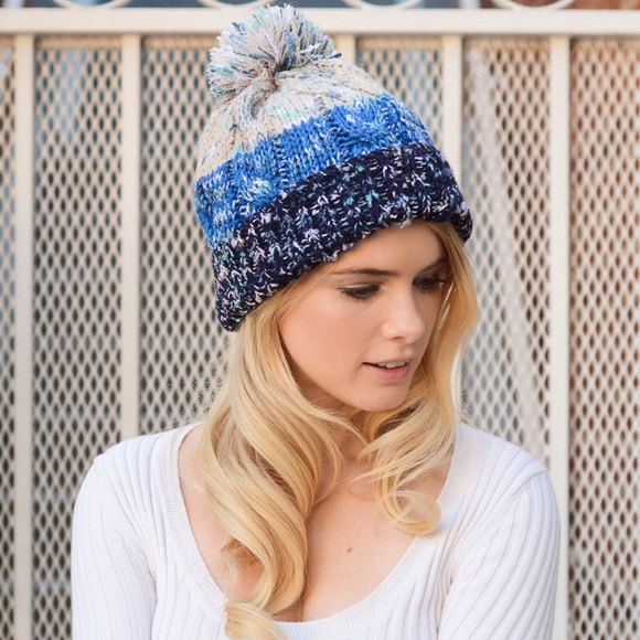 JUST IN Speckled Multicolor Pom Beanie- Cap - Picture 3 of 5